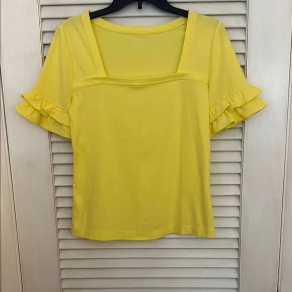 Lilly Pulitzer Yellow Ruffle Sleeve Women's Top - Picture 2 of 6